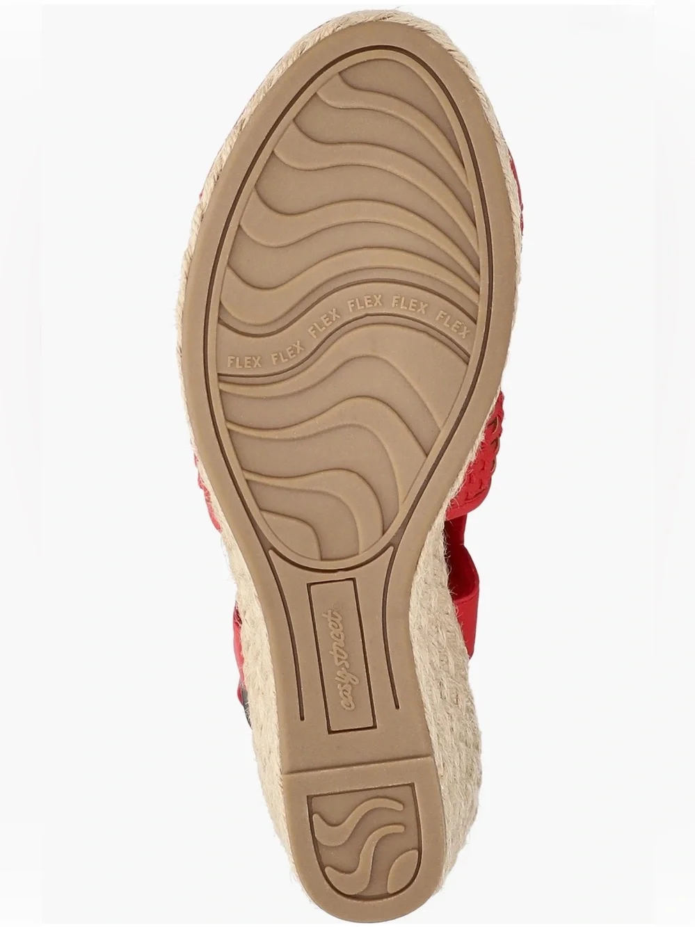 easy street Red Woven Espadrille Slingback Wedge Size 7